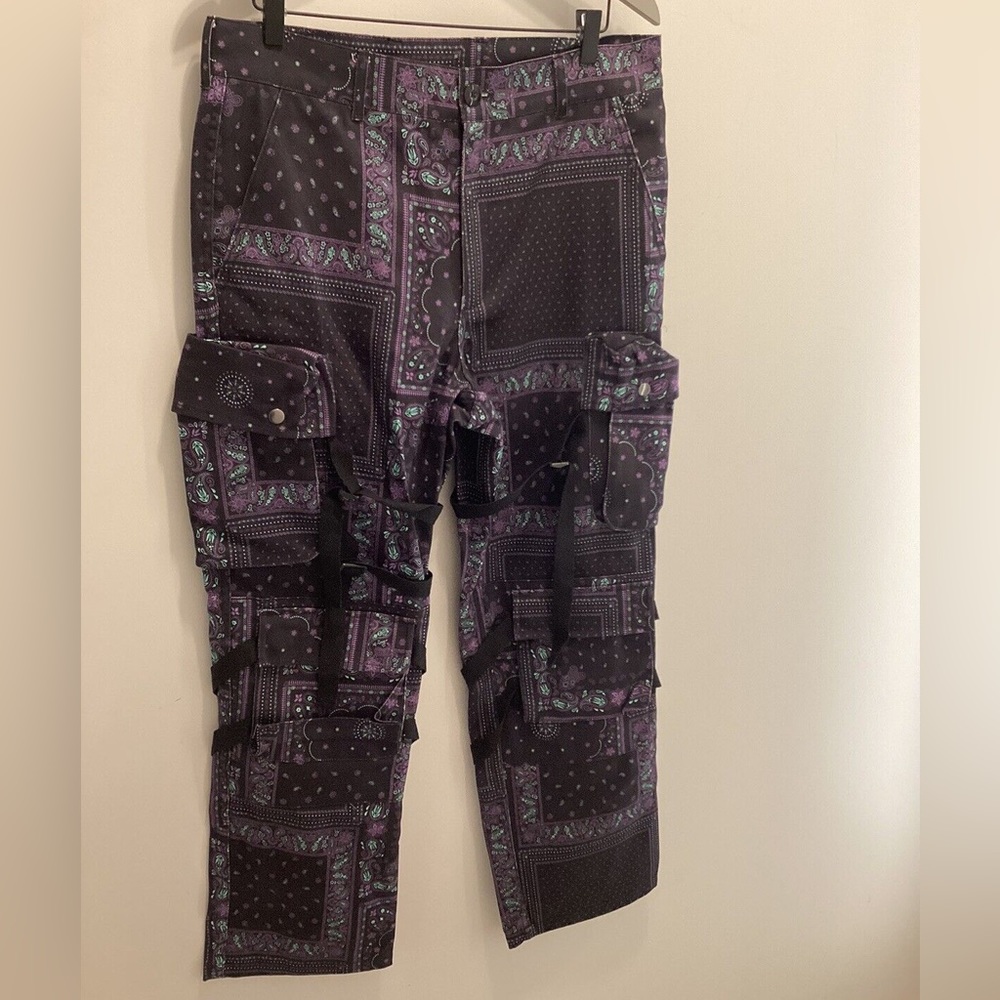 Men’s Purple & Green  Bandanna Cargo Pants